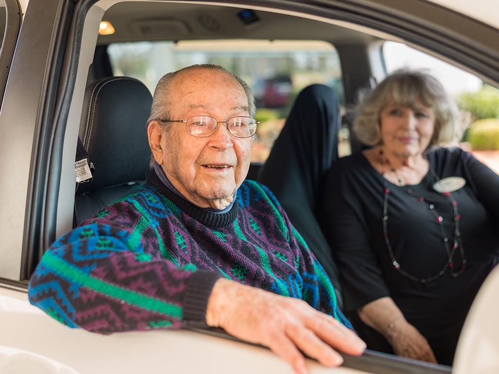 senior resident going for a drive